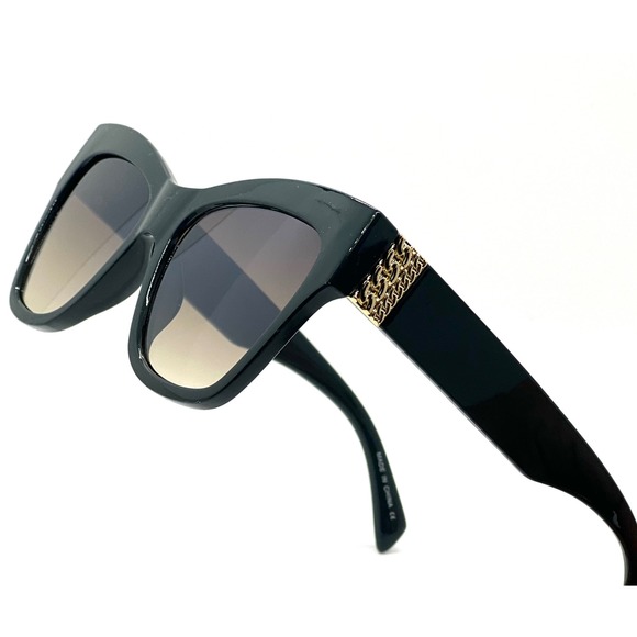 Cat Eye Sunglasses Gold Chain Accent Designer Style Fashion Shades Elegant Trend - Picture 1 of 4